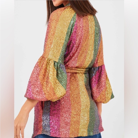 Farm Rio Rainbow Sequin Kimono NWOT - Picture 8 of 16